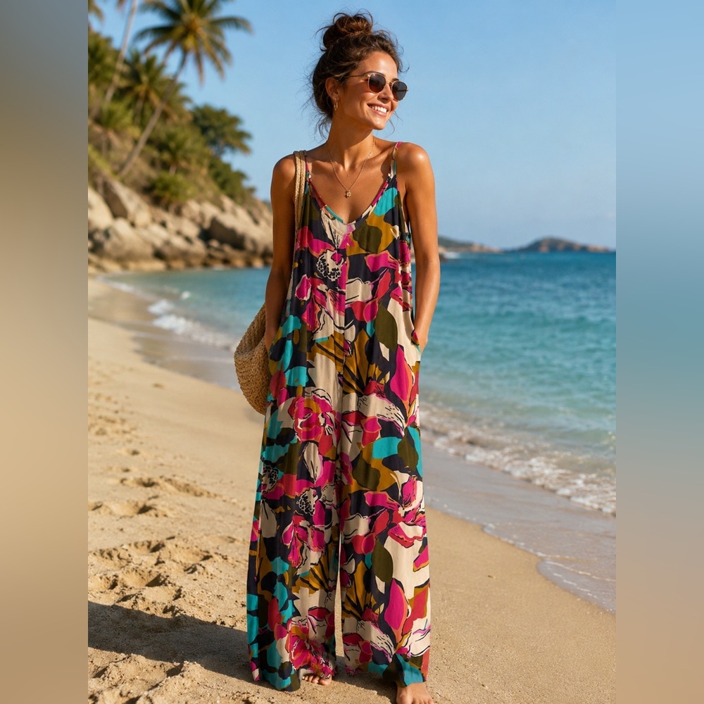 Lascana Multicolor Floral Beach Jumpsuit